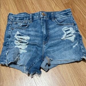 American Eagle Outfitters Blue Distressed Jean Shorts